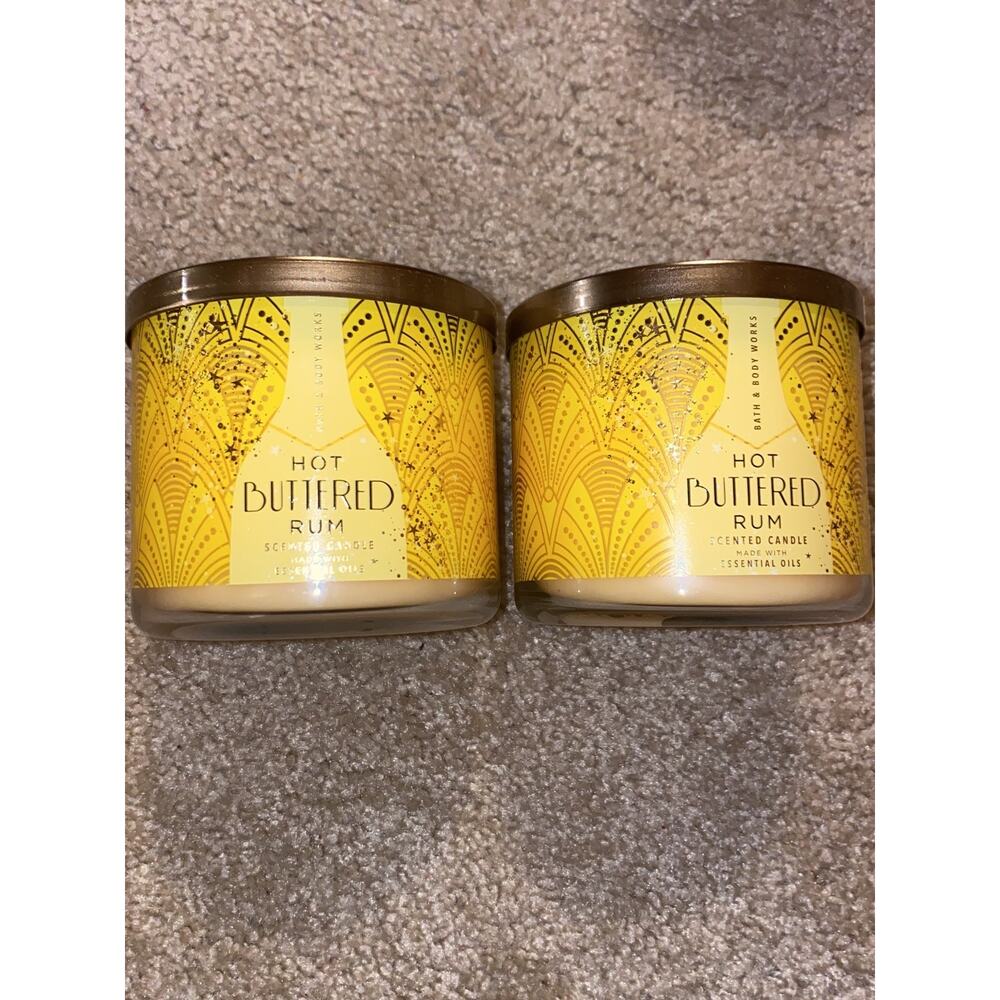 Bath Body Works hot buttered rum candles 2x